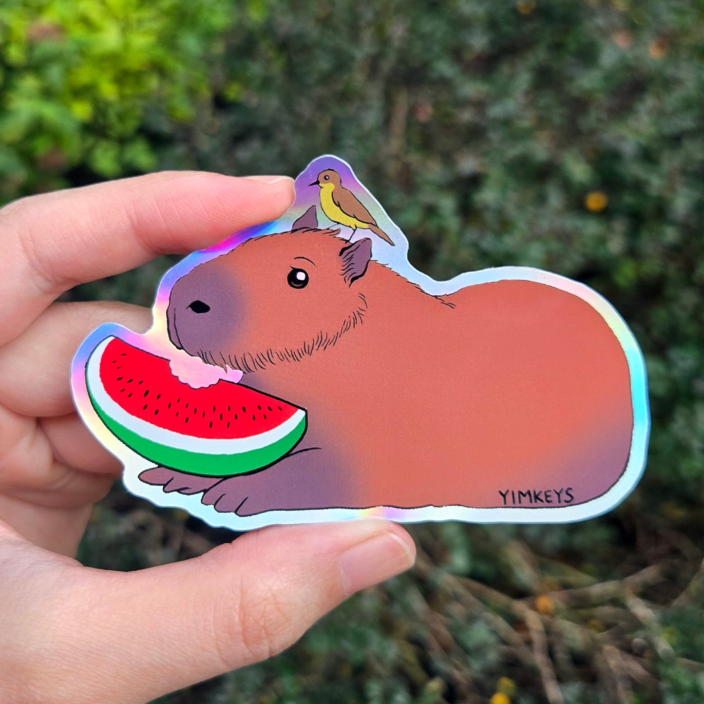 Sticker - PCRF Fundraiser Capybara <3 Watermelon (Holographic)