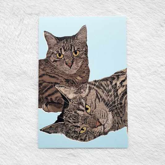 Postcard - Brown Tabby Cats