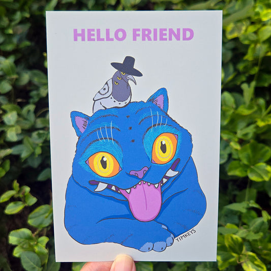 Postcard - Hello Friend Tiger and Magpie