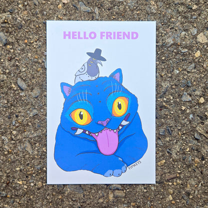 Postcard - Hello Friend Tiger and Magpie