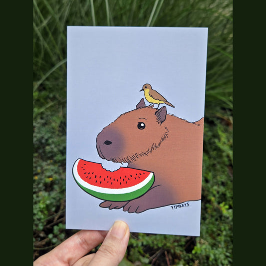 COMING SOON Postcard - PCRF Fundraiser Capybara <3 Watermelon