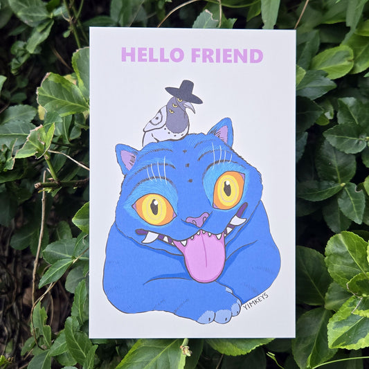 Postcard - Hello Friend Tiger and Magpie